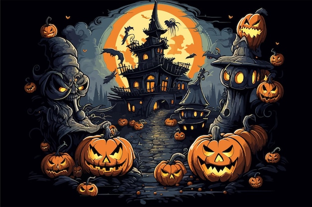 Halloween grüßt Cartoon-Vektorillustration