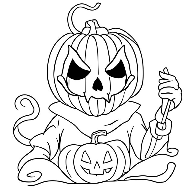 Vektor halloween gruseligster tag des jahres handgezeichnetes cartoon-aufkleber-symbol-konzept isolierte illustration