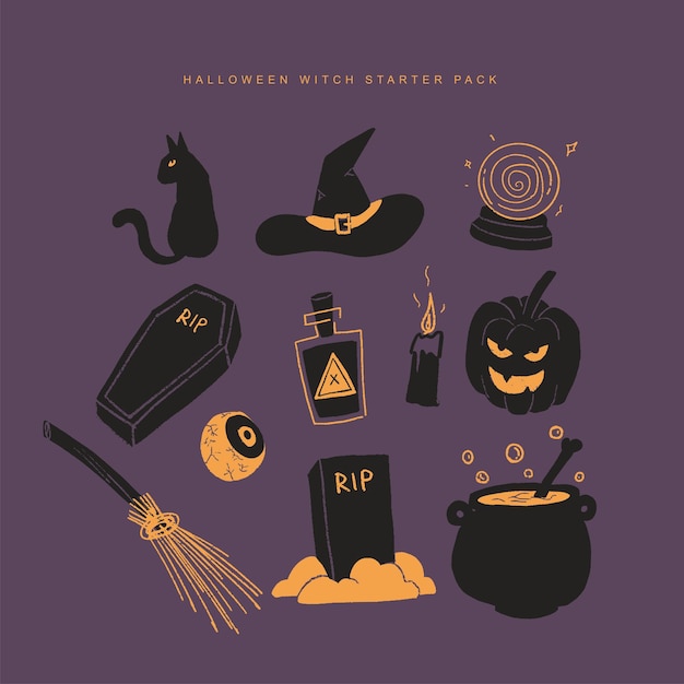 Halloween Hexe Starter Pack Illustration im Set