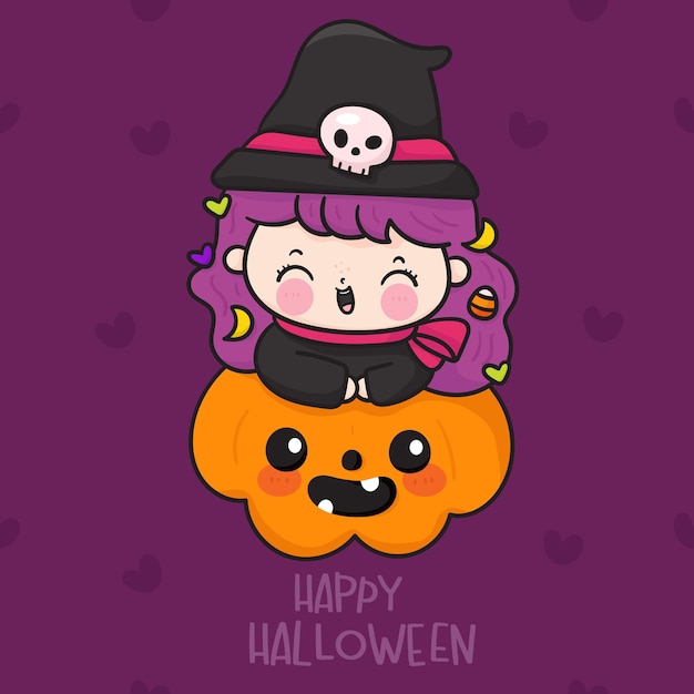 Halloween-Hexe und Halloween-Kürbis
