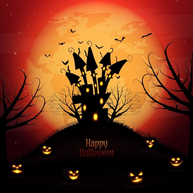 Halloween-Hintergrund-Design-mit-Rot-Mond