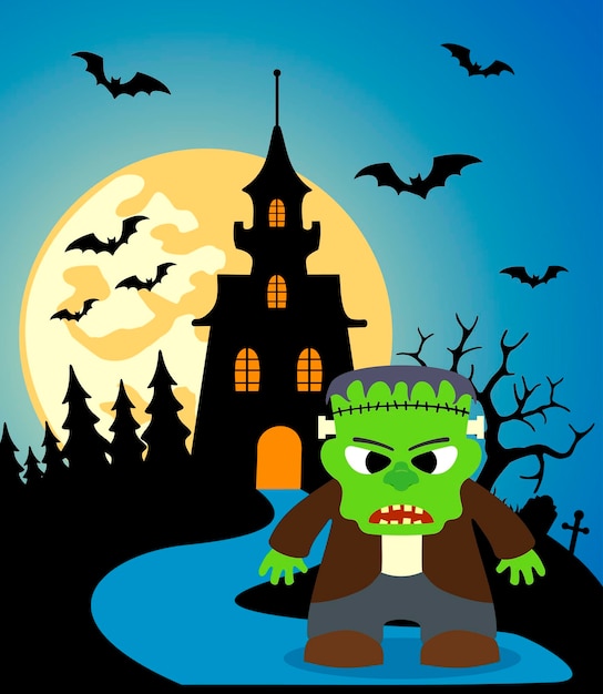 Halloween-hintergrund mit frankenstein