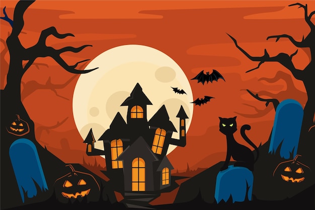 Halloween-hintergrund mit gruseligem haus