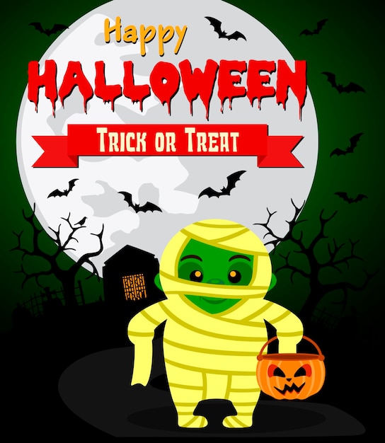 Halloween-Hintergrund mit Kindermumienkostüm