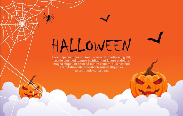 Halloween-Hintergrund mit Kürbis und Spinnennetz