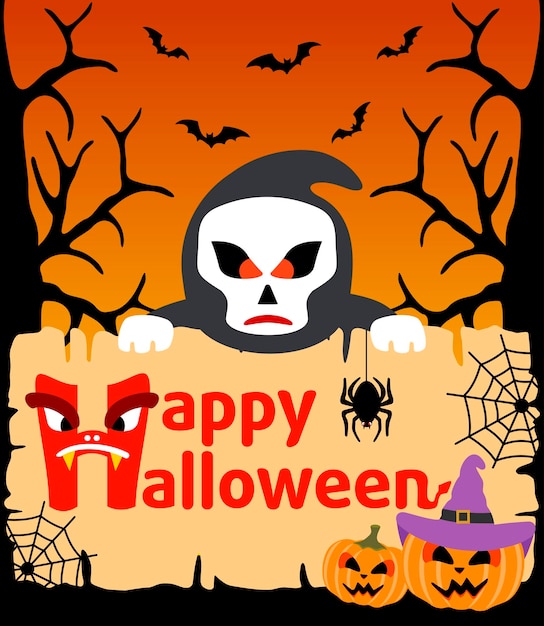 Halloween-Hintergrund mit Scytheman-Vektor