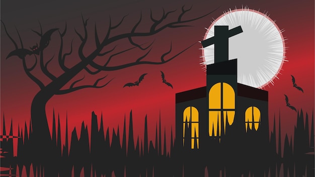 Halloween-Hintergrundschablone mit Nachtmond