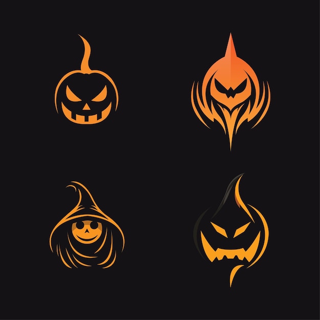 Halloween-icon-vektor mit minimalistischem halloween-logo, dunklem hintergrund