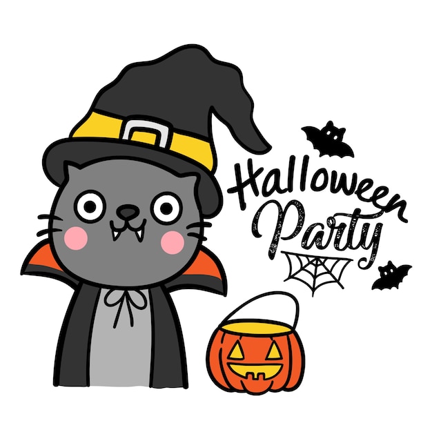 Halloween-illustration mit schwarzer katze.