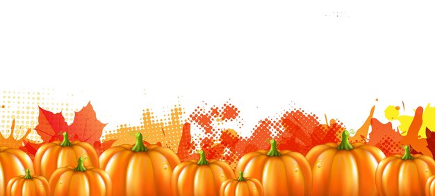 Vektor halloween-illustrationen mit kürbisrahmen mit farbverlauf-mesh-vektorillustration