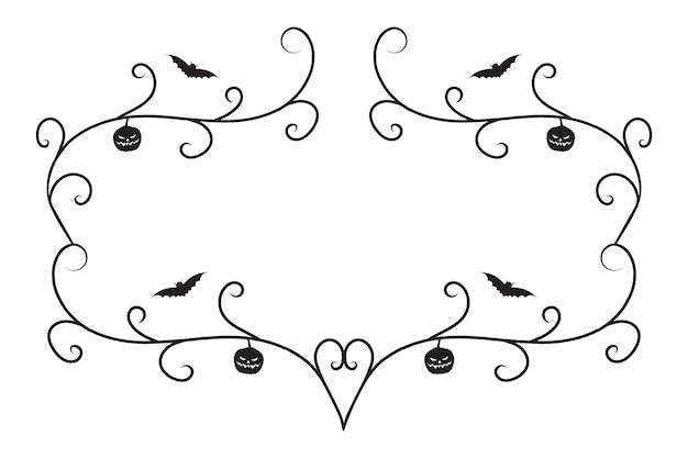 Vektor halloween-kalligraphie gedeiht mit filigranen wildtieren, dekorativen elementen und eleganten rankenspiralen