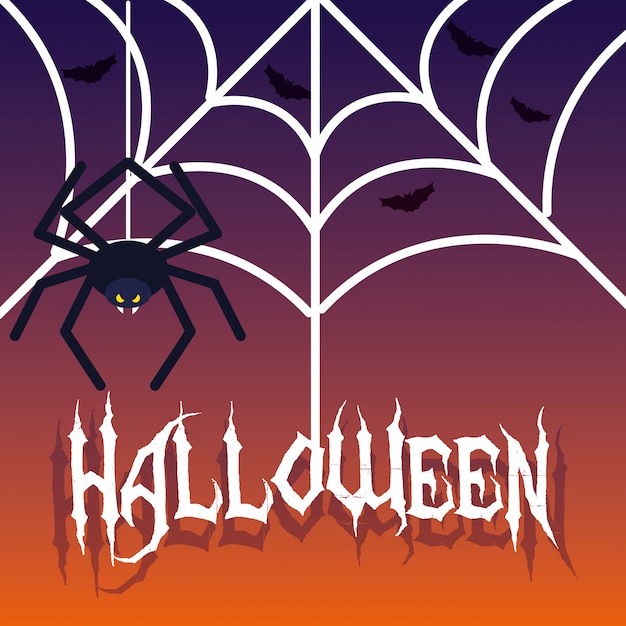 Vektor halloween-karte mit spinne