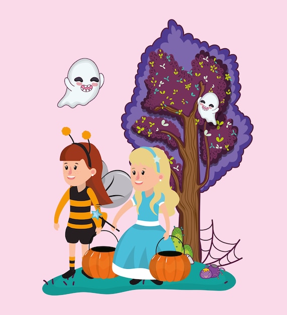 Vektor halloween kinder feier cartoons