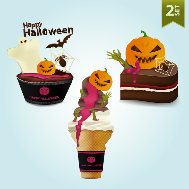 Vektor halloween-kuchen-set