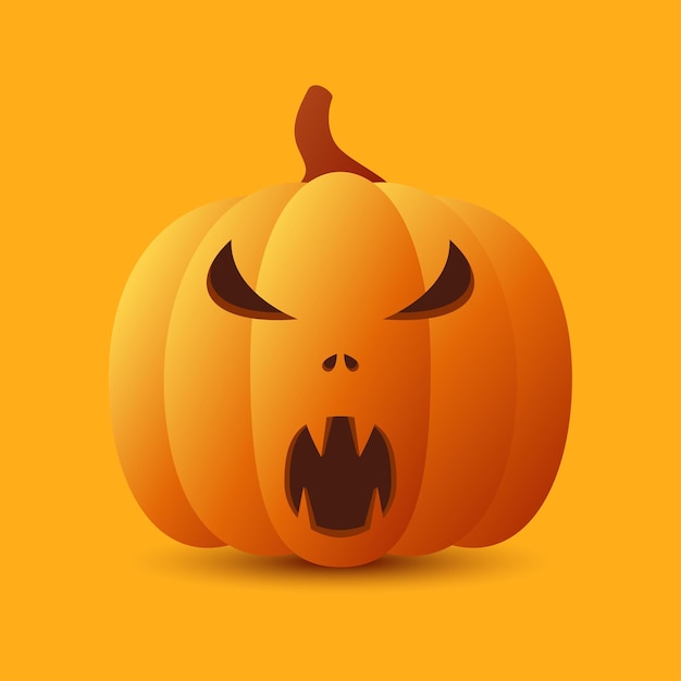 Halloween-Kürbis isoliert auf orangefarbenem Hintergrund