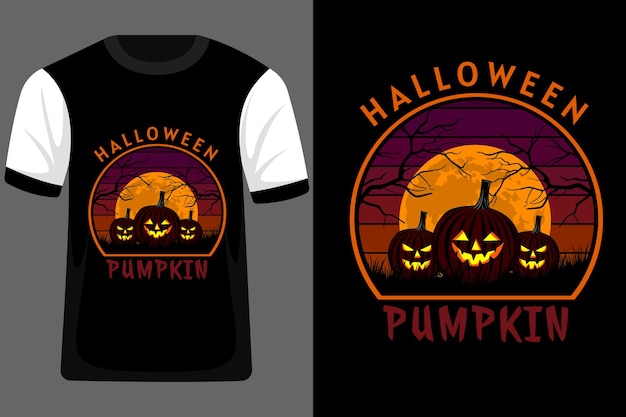 Halloween-kürbis-retro vintager t-shirt entwurf