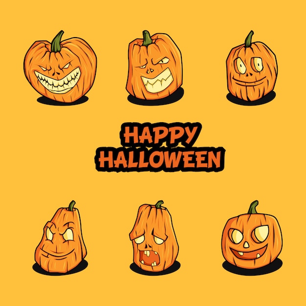 Halloween-kürbis-set-vektor-illustration