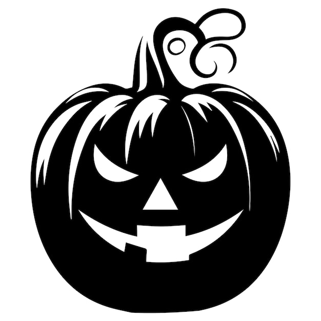 Halloween-Kürbis-Vektorkunst-Illustration in Schwarz-Weiß-Silhouette