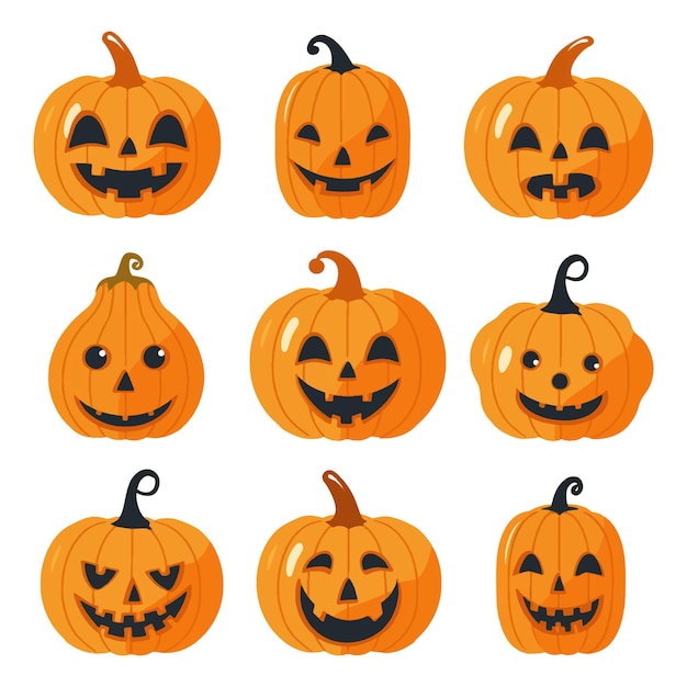 Halloween-Kürbisse stellen Vektorillustration auf weißem Hintergrund dar