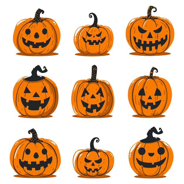 Halloween-Kürbisse stellen Vektorillustration auf weißem Hintergrund dar