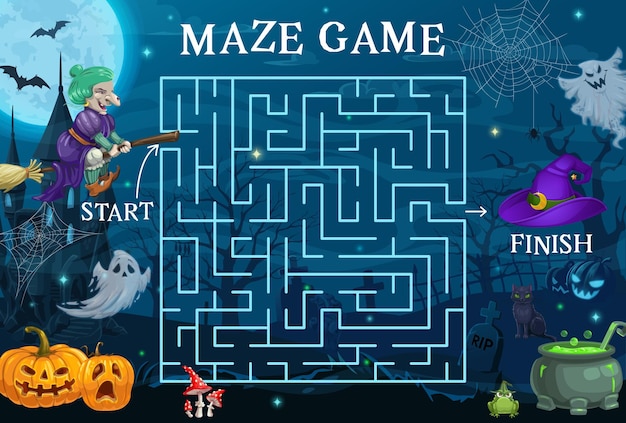Halloween-labyrinth-labyrinth-hilfe zum hexenspiel für kinder