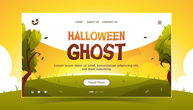 Halloween-landing-page-vorlage mit halloween-geisterangebot
