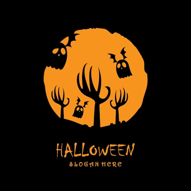 Halloween-logo mit slogan-schablone