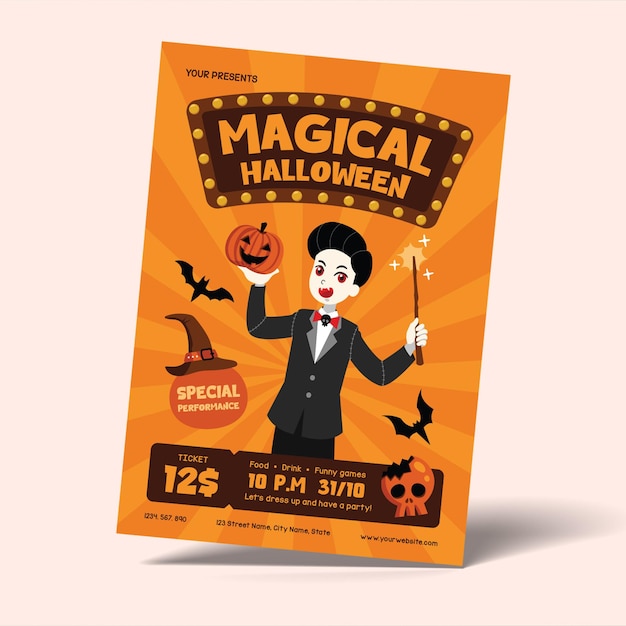 Halloween Magische Party-Flyer-Vorlage