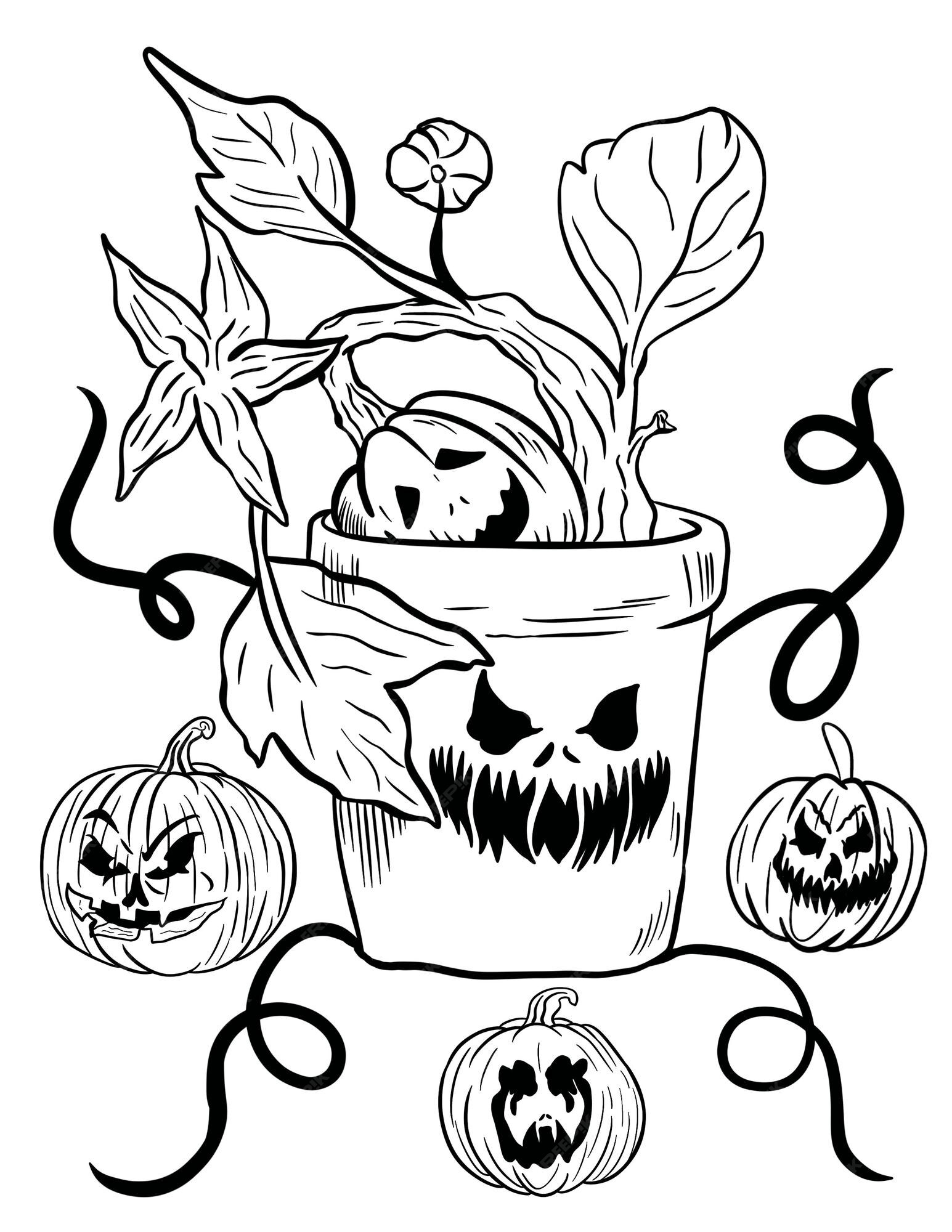 Halloween Malvorlagen für Kinder  Premium Vektor