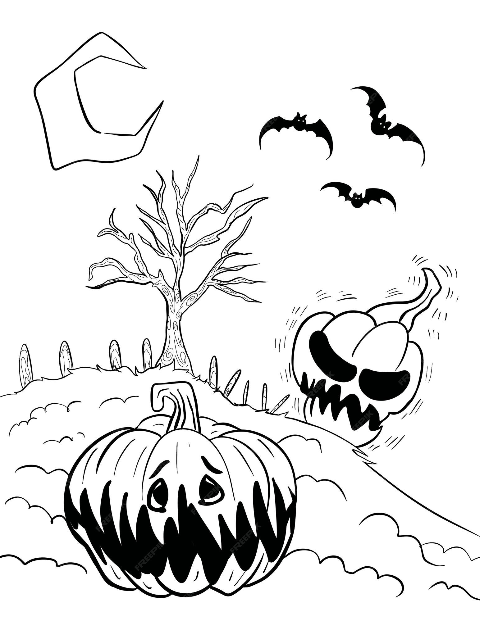 Halloween Malvorlagen für Kinder  Premium Vektor