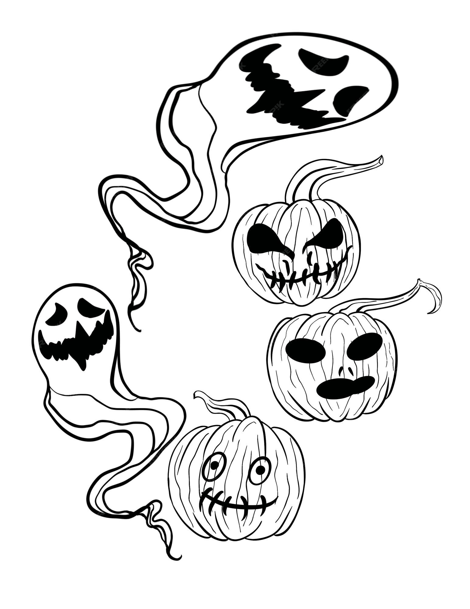Halloween malvorlagen für kinder  Premium-Vektor
