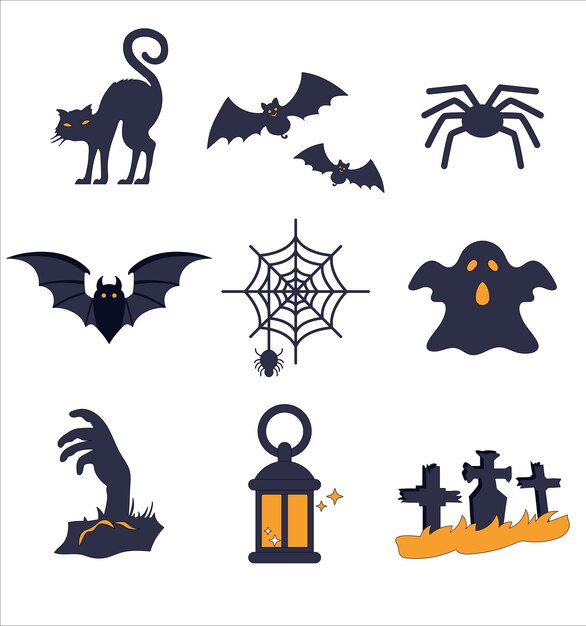 Halloween-Menü-Vorlage dunkle flache Silhouette Todesszene