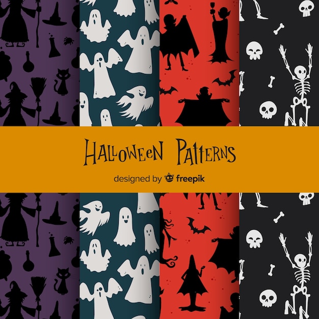 Halloween-musterkollektion mit flachem design