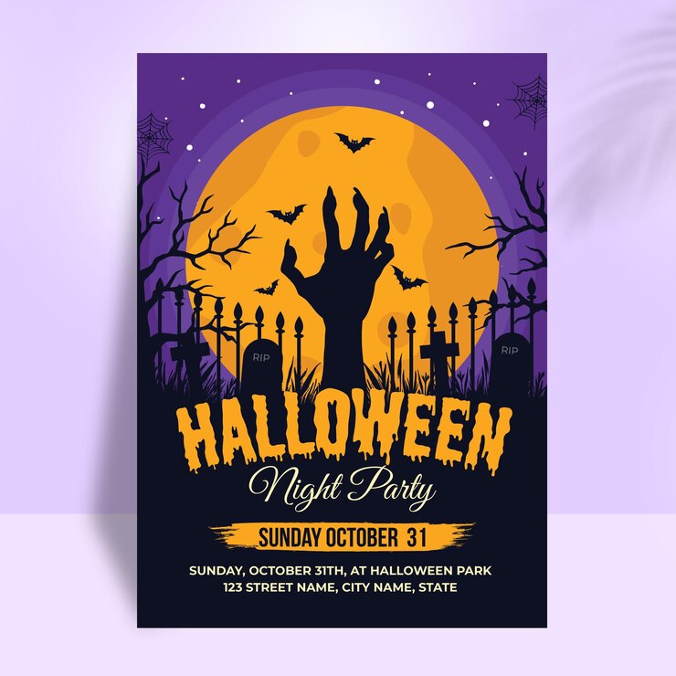 Vektor halloween-nacht-flyer-design