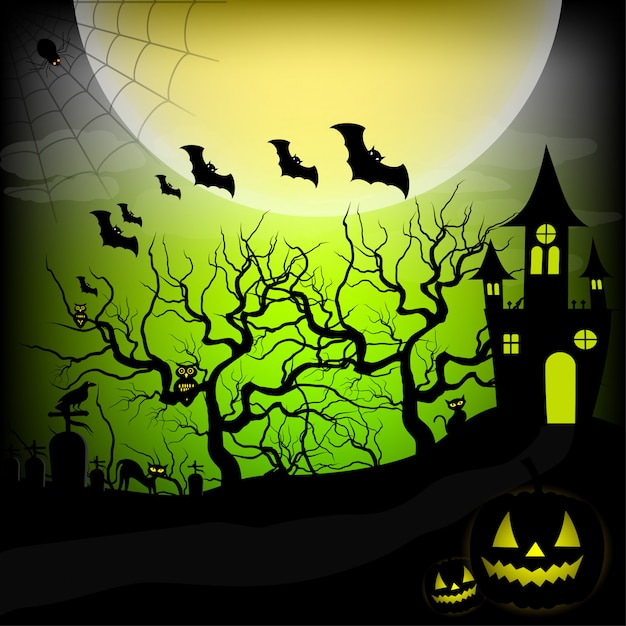 Vektor halloween nacht hintergrund vektor-illustration