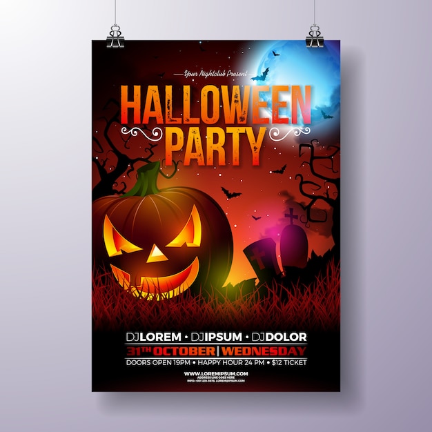 Halloween-Party-Flyer-Vektor-Illustration