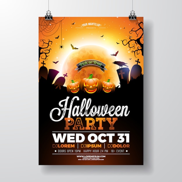 Halloween-Party-Flyer-Vektor-Illustration