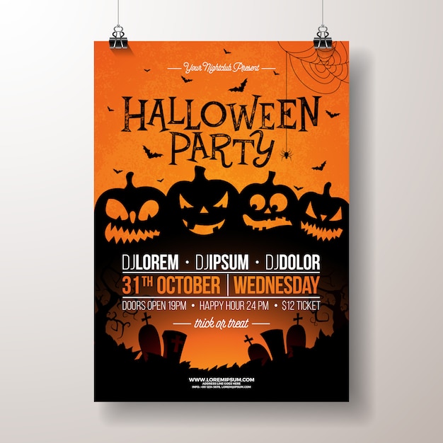 Halloween-party-flyer-vektor-illustration