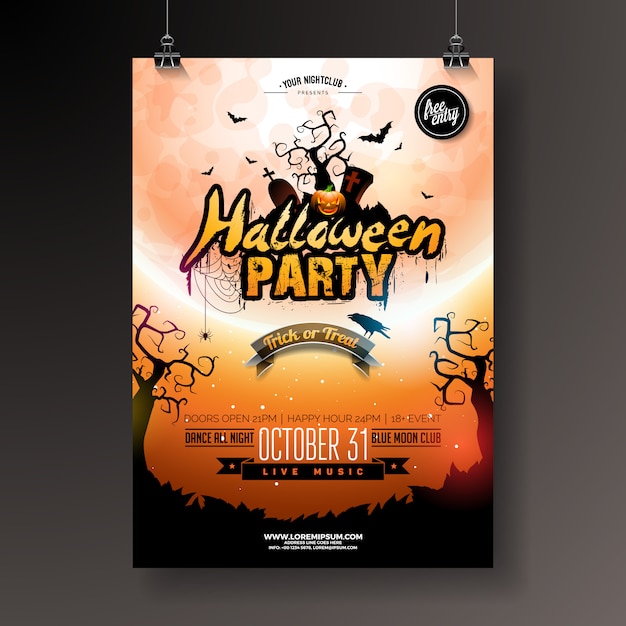 Vektor halloween-party-flyer-vektor-illustration