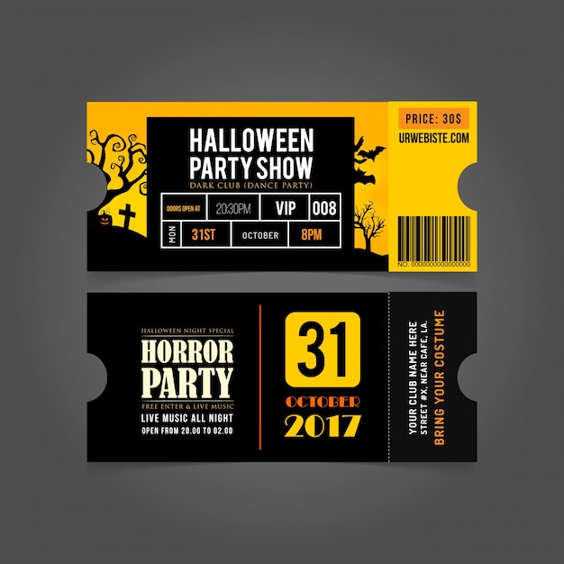 Vektor halloween-party-karte eintritt passes.halloween party-tickets.