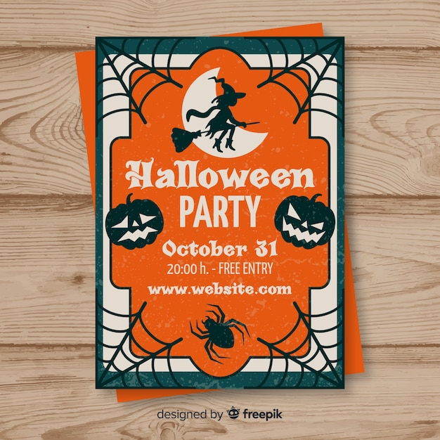 Vektor halloween-party-poster im flachen design