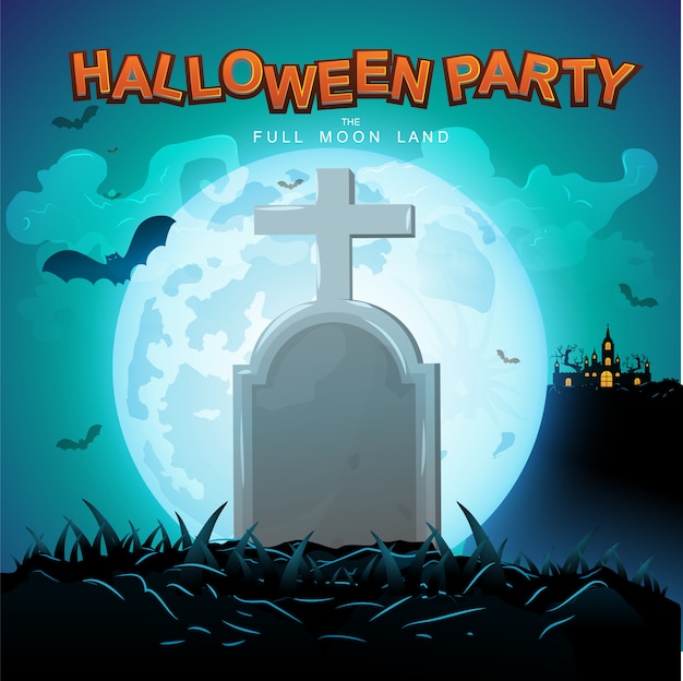 Halloween-Party-Vektor-Konzept-Vollmondland