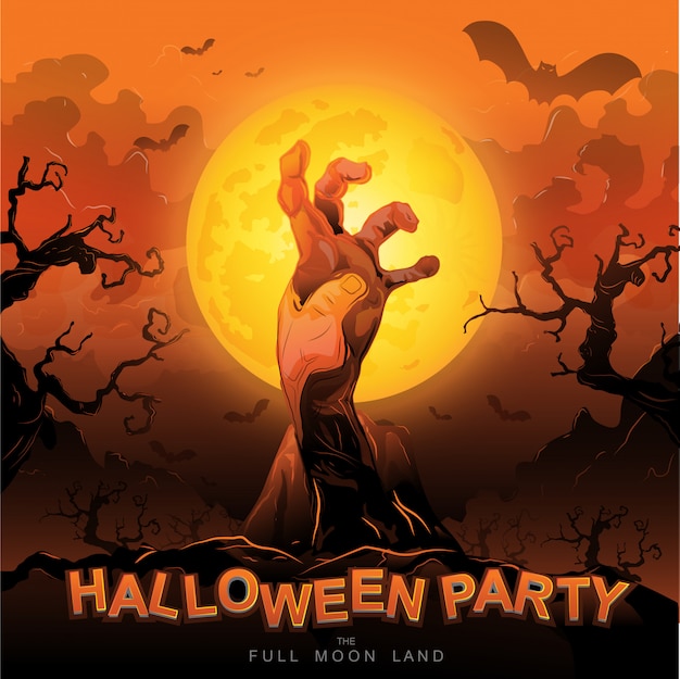 Halloween-party-vektor-konzept-vollmondland