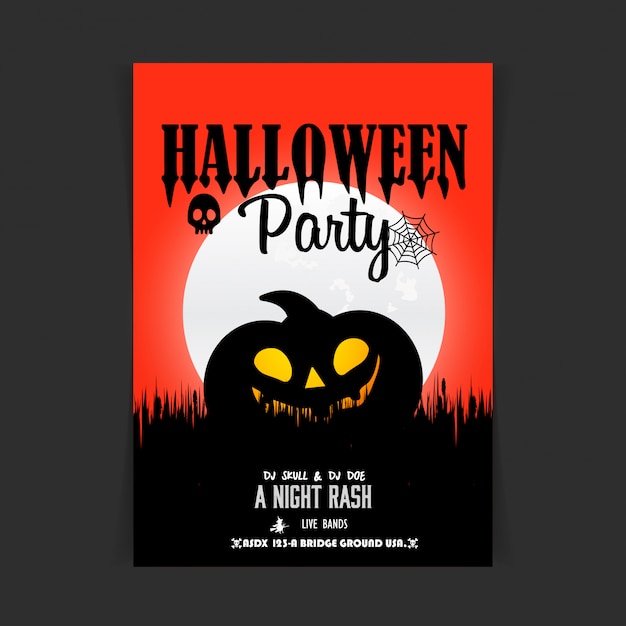 Halloween-Partyeinladungsdesign-Kartenvektor
