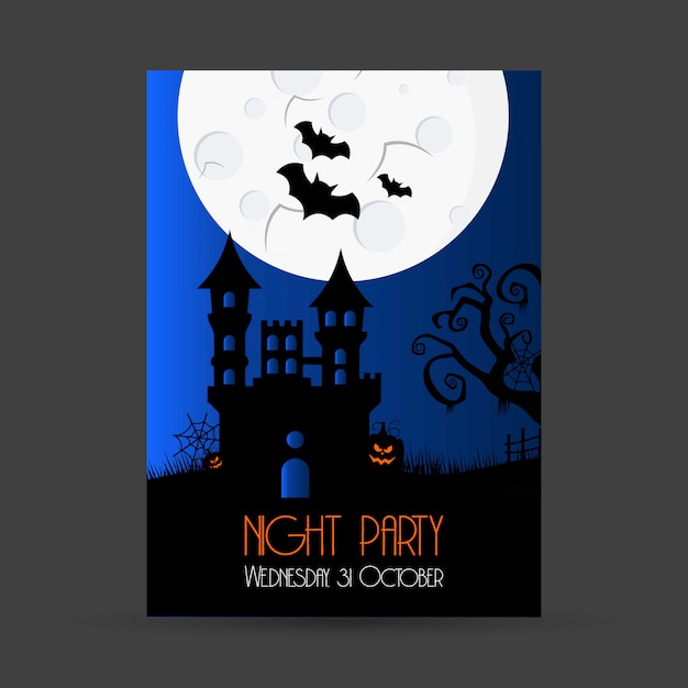 Halloween-partyeinladungskarte mit kreativem designvektor
