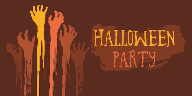 Vektor halloween-partyplakat mit der hand des zombies