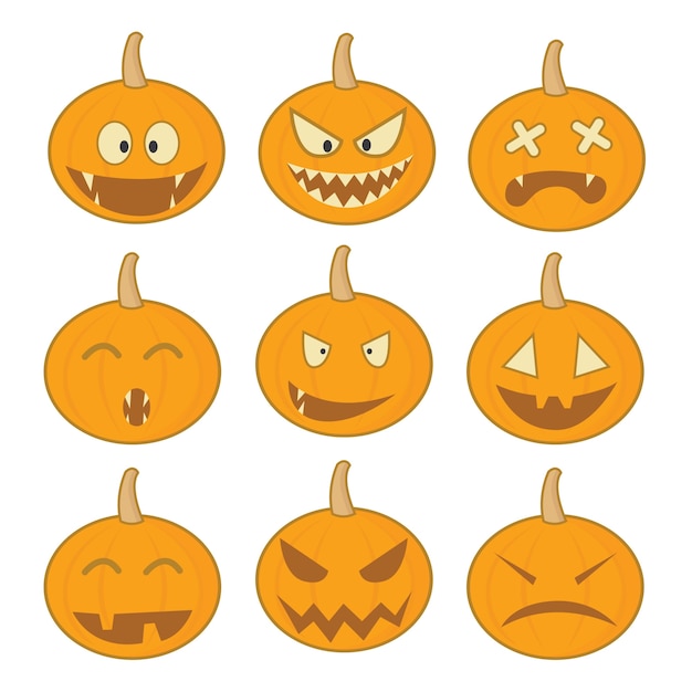 Halloween pumkin icon set vektor design