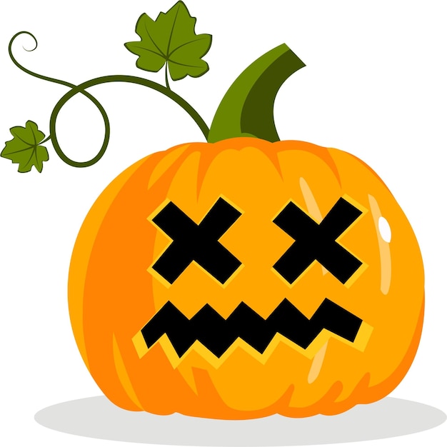 Vektor halloween pumpkin vector cartoon illustration halloween scary pumpkin with smile flat illustration