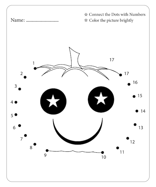 Halloween-punkt-zu-punkt-malseite für kinder premium-vektor