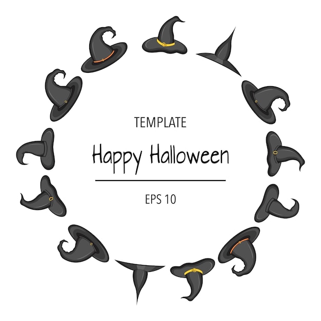 Vektor halloween-rahmen für ihren text mit traditionellen attributen vektorillustration im cartoon-stil